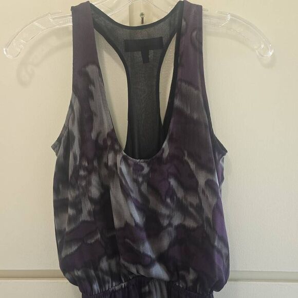 ROBERT RODRIGUEZ Purple and Black Printed Silk and Lace Trim Tank Dress,Nwot, 0 - Picture 6 of 9